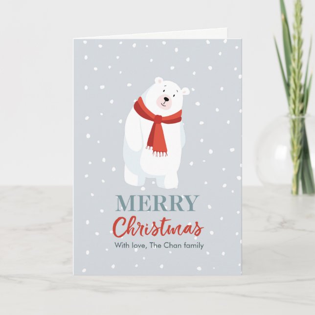 Festividades Cartão de Natal de Urso Polar Bonito (Frente)