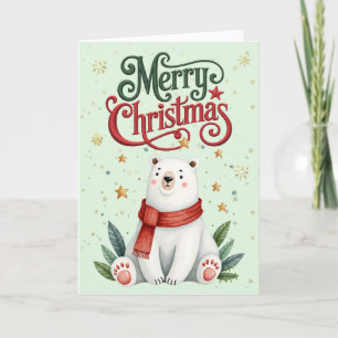 Festividades Cartão de Natal de Urso Polar Bonito