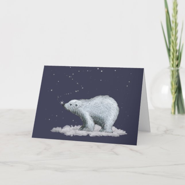 Festividades Cartão de Natal de Urso Polar Floco de Neve (Frente)