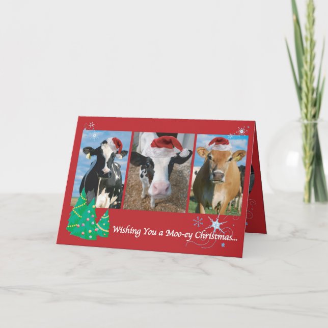 Festividades Cartão de Natal De Vaca/Gato 1.2 (Frente)