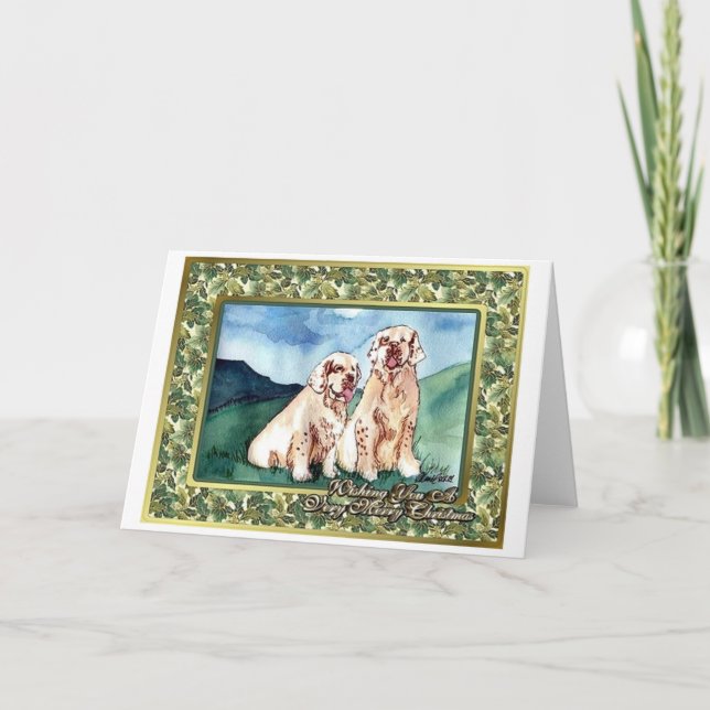 Festividades Cartão de Natal de Vazio Clumbiel Spaniel (Frente)