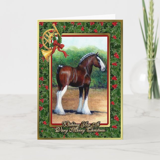 Festividades Cartão de Natal de Vazio Clydesdale Draft Horse (Frente)