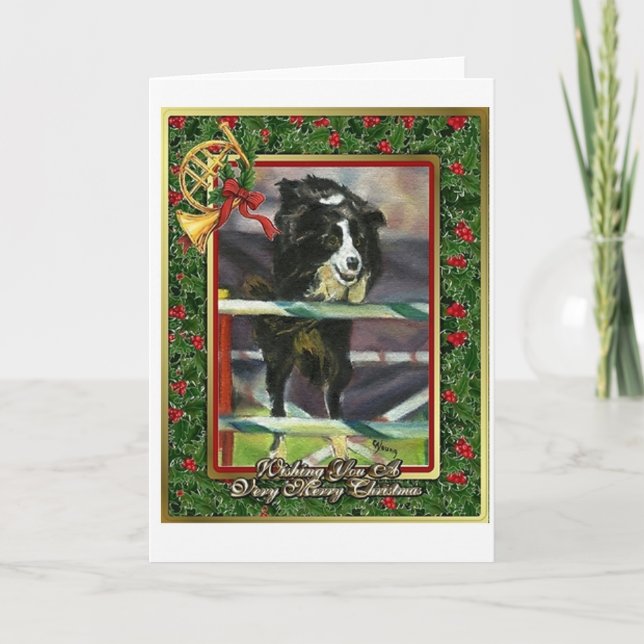 Festividades Cartão de Natal de Vazio Collie (Frente)