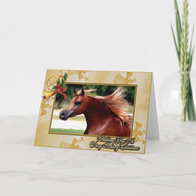 Festividades Cartão de Natal de Vazio de Cavalo Árabe (Frente)