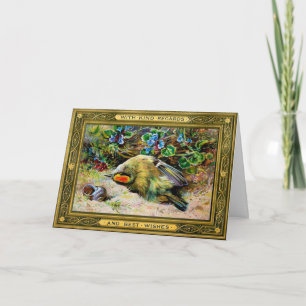 Festividades Cartão de Natal de Vintage Victorian Morto Bird
