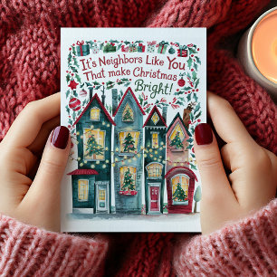 Festividades Cartão de Natal de Vizinhança em Aquarela