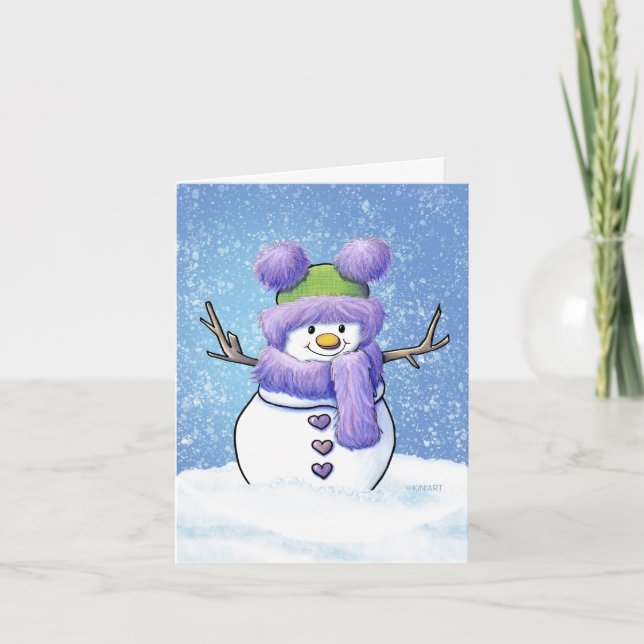 Festividades Cartão de Natal de Winter Snowperson (Frente)