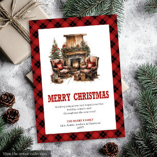 Festividades Cartão de Natal de Xadrez de Cowboy Buffalo Ociden