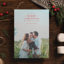 Festividades Cartão de Natal de Xadrez de Feriado Vermelho