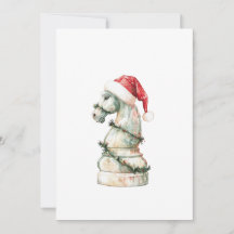 Cartão de Natal de Xadrez Elegante – Cavalo Aquare