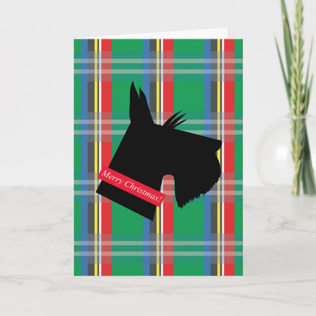 Festividades Cartão de Natal de Xadrez Terrier Dog (Frente)