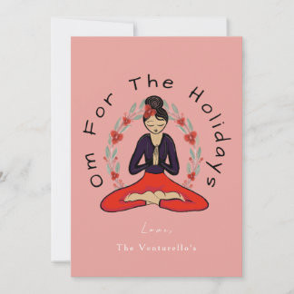 Festividades Cartão de Natal de Yoga em Família 'Om For The Hol