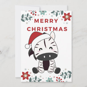 Festividades Cartão de Natal de Zebra Zebras de Inverno Animais