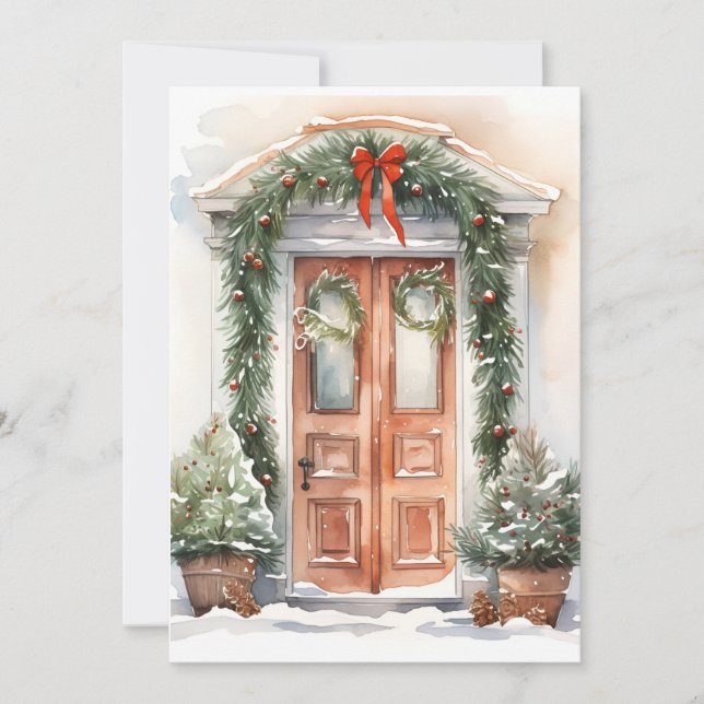 Festividades Cartão de Natal decorado com tema de férias (Frente)