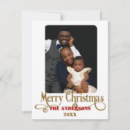 Festividades Cartão de Natal Delicado, Dourado e Vermelho