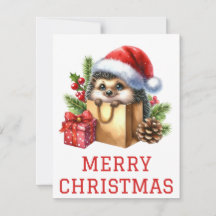 Cartão de Natal deouriço Fofo