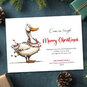 Festividades Cartão de Natal Divertido com Ganso de Desenho Ani