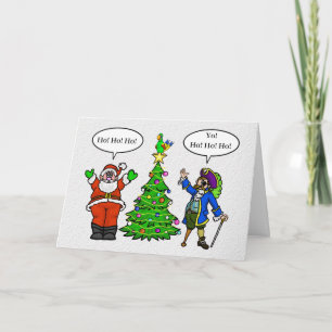 Festividades Cartão de Natal Divertido de Papai Noel e Pirata H