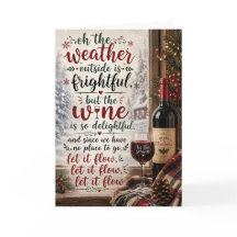 Cartão de Natal Divertido de Vinho 'Deixe Fluír'