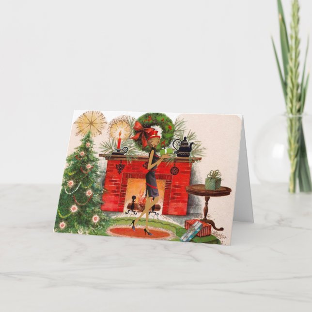 Festividades Cartão de Natal do afro-americano com bonito (Frente)