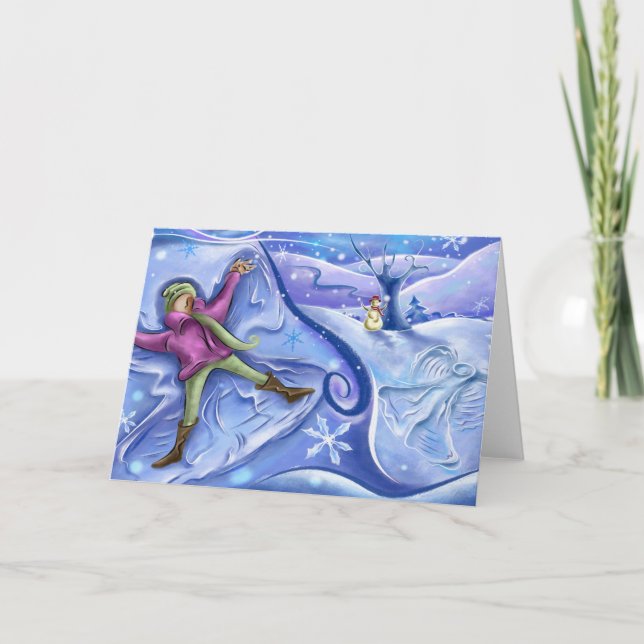 Festividades Cartão de Natal do anjo da neve (Frente)