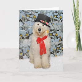 Festividades Cartão de Natal do boneco de neve de Goldendoodle