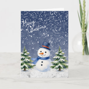 Festividades Cartão de Natal do Boneco de Neve Feliz