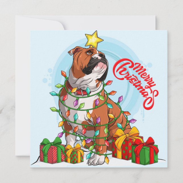 Festividades Cartão de Natal do Bulldog Inglês das Festas (Frente)