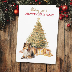 Festividades Cartão de Natal do Cão de Pastoreio Shetland da Ár