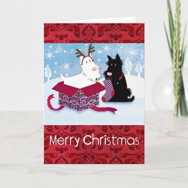 Festividades Cartão de Natal do cão de Scotty (Frente)