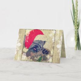 Festividades Cartão de Natal do cão e gato do sono pela canção