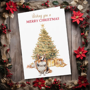 Festividades Cartão de Natal do Cárdigan Welsh Corgi com Árvore