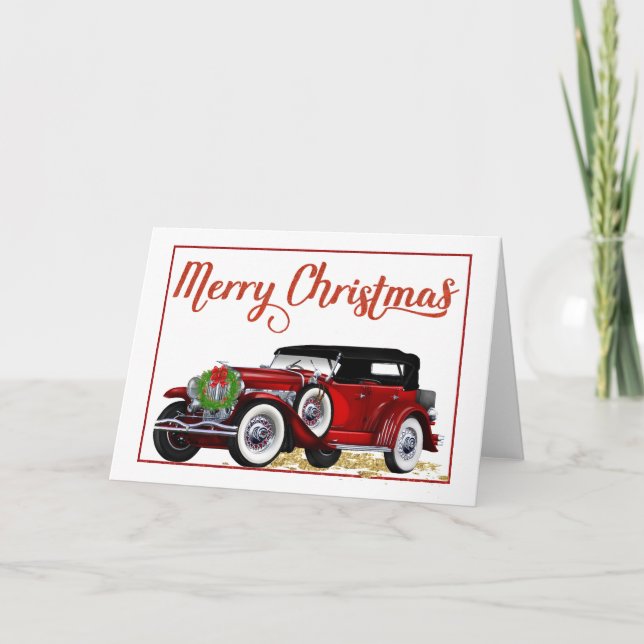 Festividades Cartão de Natal do carro antigo (Frente)