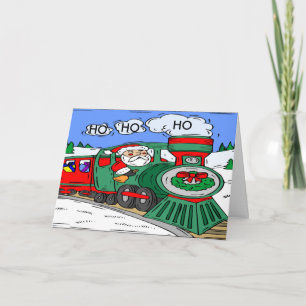 Festividades Cartão de Natal do comboio de papais noeis