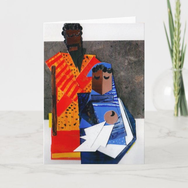 Festividades Cartão de Natal do Cubist de Mary e de Joseph (Frente)