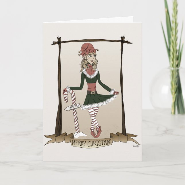 Festividades Cartão de Natal do duende (Frente)