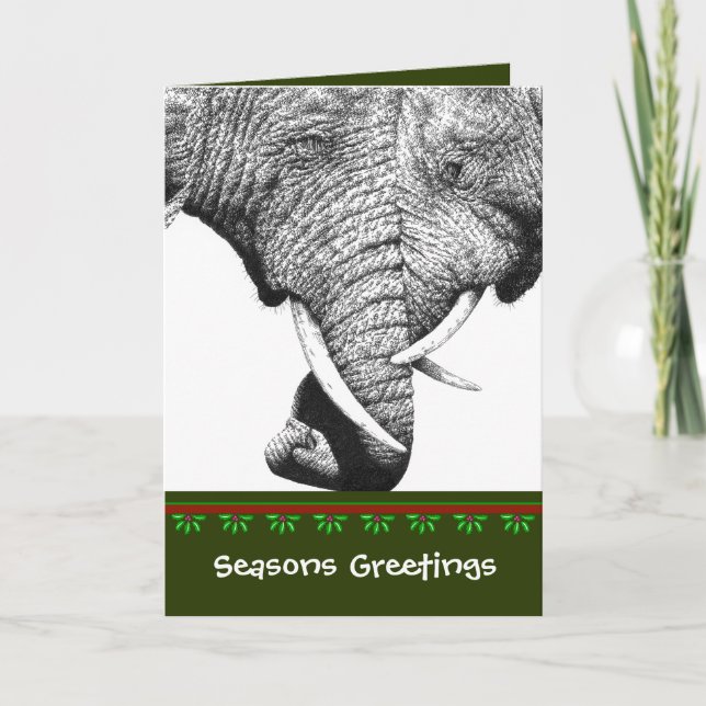 Festividades Cartão de Natal do elefante africano (Frente)