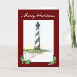 Festividades Cartão de Natal do farol de Hatteras do cabo