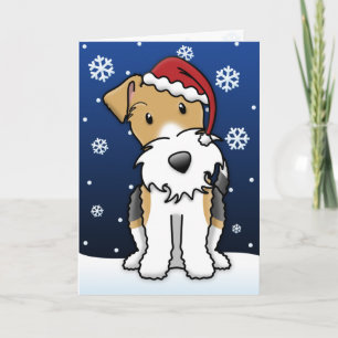 Festividades Cartão de Natal do Fox Terrier do fio de Kawaii