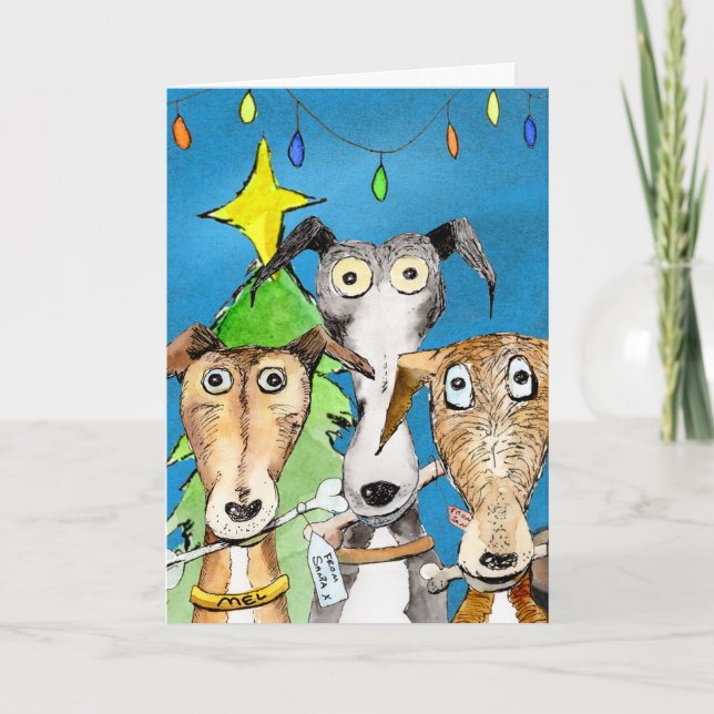 Festividades Cartão de Natal do galgo (a519) (Frente)