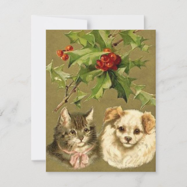 Festividades Cartão de Natal do gato & do cão (Frente)