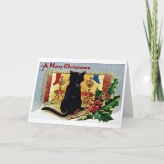 Festividades Cartão de Natal do gato do vintage