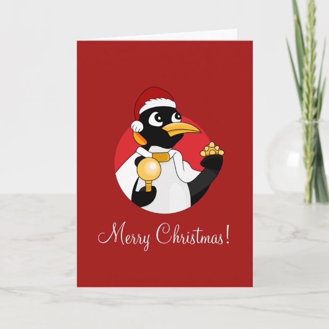 Festividades Cartão de Natal do Imperador Pinguim (Frente)