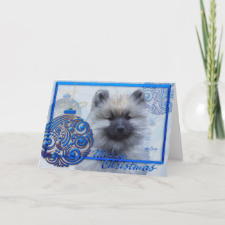Festividades cartão de Natal do Keeshond do ornamento de 5 x 7
