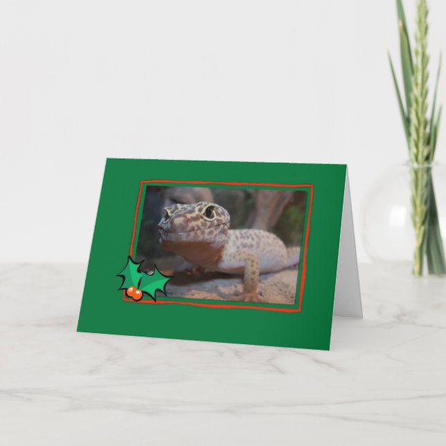 Festividades Cartão de Natal do lagarto do geco (Frente)