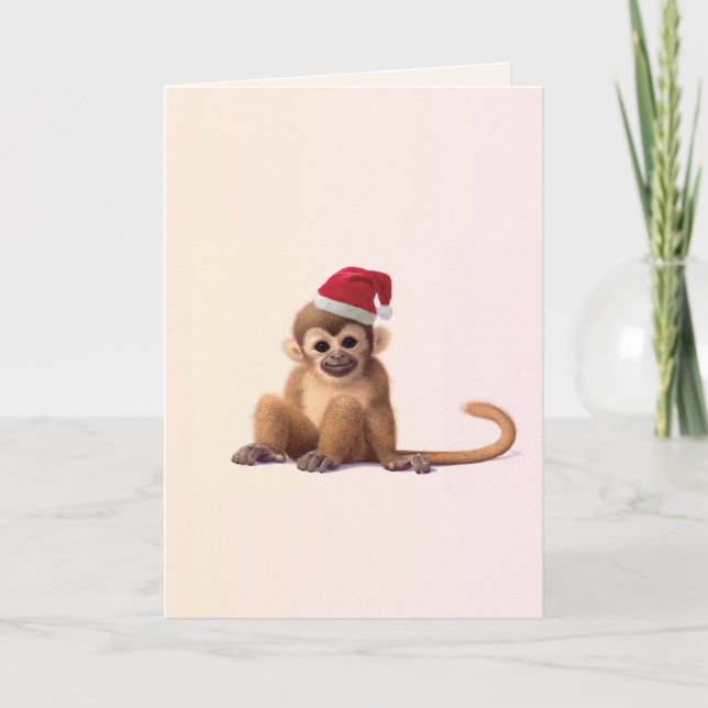Festividades Cartão de Natal do macaco dos bebês do jardim (Frente)