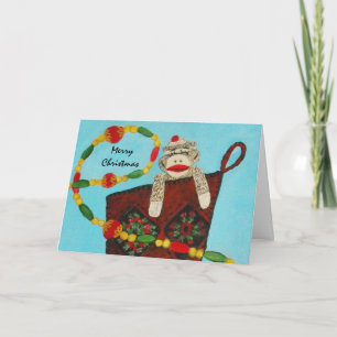 Festividades Cartão de Natal do Macaco-Meia