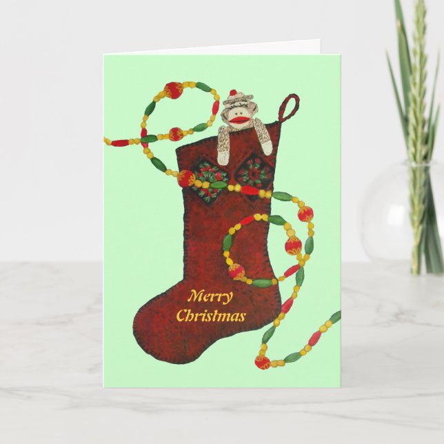 Festividades Cartão de Natal do Macaco-Meia (Frente)