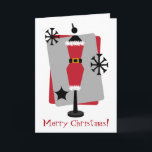 Festividades Cartão de Natal do manequim do formulário do<br><div class="desc">Um cartão de Natal que caracteriza uma ilustração de um manequim do formulário do vestido que veste um vestido strapless do terno do papai noel.  Personalize o texto para dentro.</div>