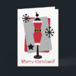 Festividades Cartão de Natal do manequim do formulário do<br><div class="desc">Um cartão de Natal que caracteriza uma ilustração de um manequim do formulário do vestido que veste um vestido strapless do terno do papai noel.  Personalize o texto para dentro.</div>